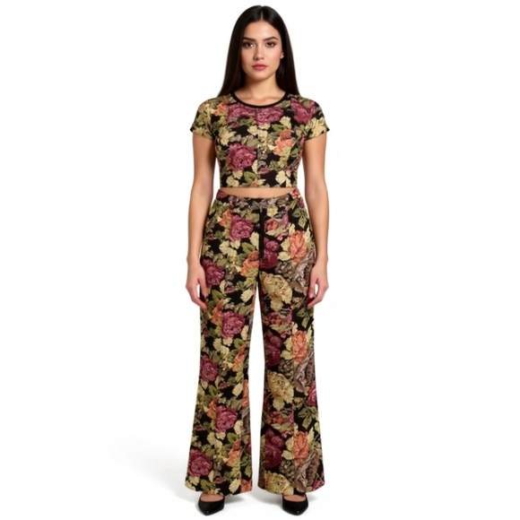 En Saison Estella Boutique Floral Tapestry Pants Size Medium - Picture 1 of 10